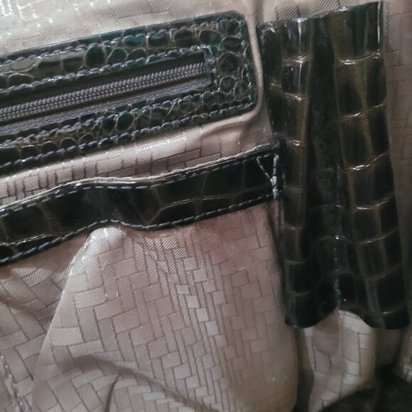 Cole Haan Black Croc Embossed Leather Satchel/Briefcase Women Large Size - Picture 15 of 16